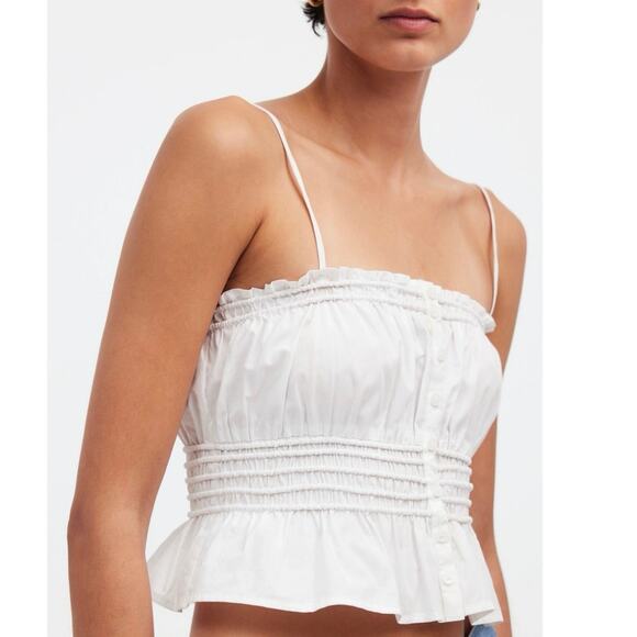 NWT Madewell Smocked Button-Front Top in Poplin Size XS - Picture 2 of 8